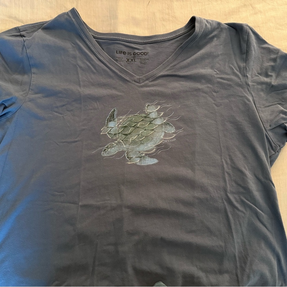 Life Is Good Heather Gray V-Neck Tee